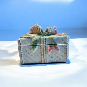Fitz and Floyd Floral Trinket/Gift Box with Pink and Green Accents
